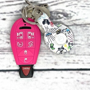 GPS Fob Apple AirTag Holder Case Keychain With Clasp, Custom Made to Order, Character, Floral, Skulls, Tie Dye, Argyle Plaid, Solid Colors