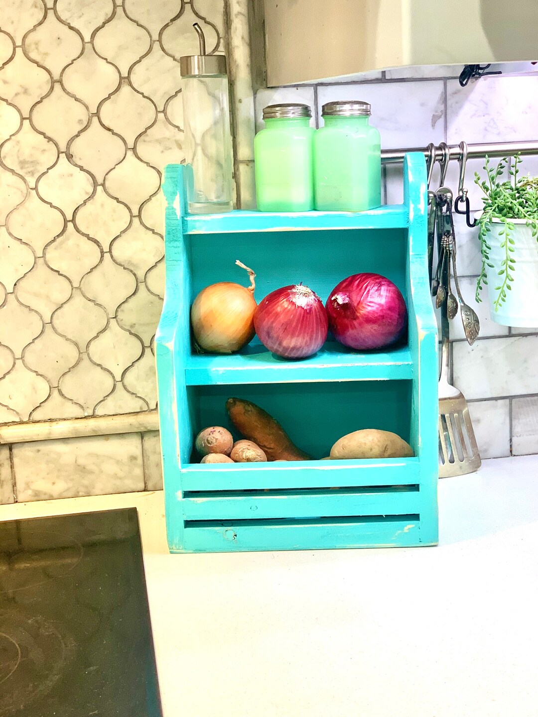Apartment Veggie Bin Countertop Storage Home Decor Bathroom Etsy