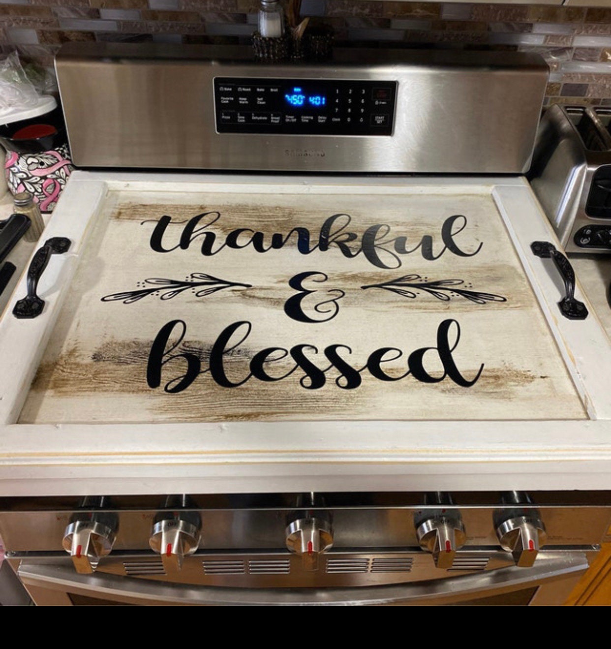 Distressed black Stovetop cover - Signs for Design