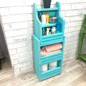 Standing apartment veggie bin, Bath Storage, countertop storage, home decor, bathroom organizer, bathroom storage