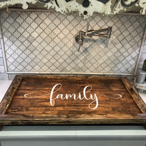 Stove Top Cover/Gas stove cover/FREE SHIPPING,/Electric stove cover wood/Custom cooktop cover,noodle board, MAHOGONY finish