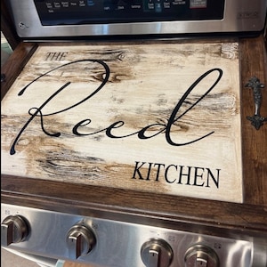 5 STYLES,CUSTOM size stove cover,gas or Electric stove top cover,wood cover,Stove top cover board,Modern Cover, Vintage Stain Frame,Tray