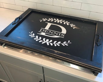 Tray or Tray w Legs, Custom stove cover, CUSTOM sizes, Gas stove cover, electric stove top cover, noodle board, Distressed Black