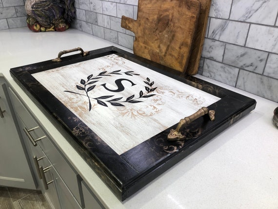 Custom Toille Wash Finish Stovetop Cover, Stove Top Cover, Cooktop Cover,  Tray, Farmhouse Kitchen, Stove Cover, 4 Styles 