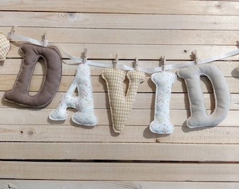 Baby-Namensgirlande, Namenskette, Schriftzug aus Stoff, NamensgirlandeBaby name garland, name necklace, fabric lettering, name garland