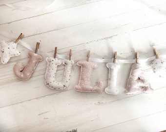 Baby-Namensgirlande, Namenskette, Schriftzug aus Stoff, NamensgirlandeBaby name garland, name necklace, fabric lettering, name garland