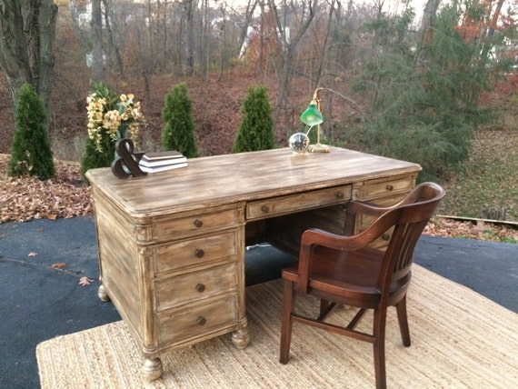 Sold Antique Vintage 1940s Executive Desk Restoration Etsy