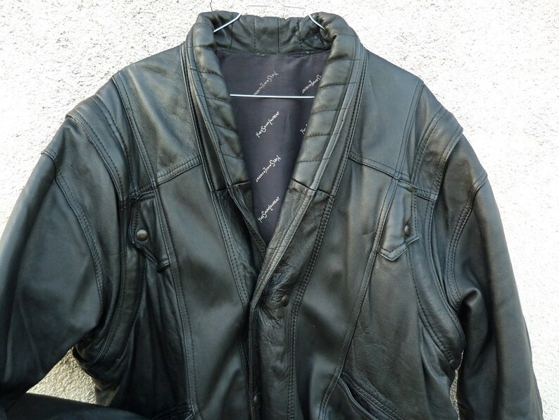 Leather Biker Rock Style Jacket Size M Man Yves Saint Lau