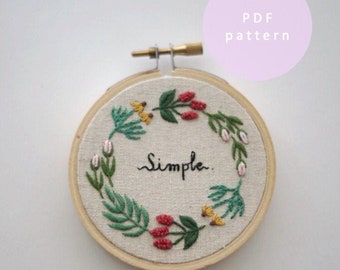 Be simple hand embroidery pattern - PDF - Instant download