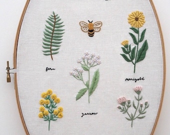 Botanical Embroidery Pattern, Summer Flowers (PDF Pattern)