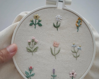 Flower inc .hand embroidery pattern - PDF - Instant download