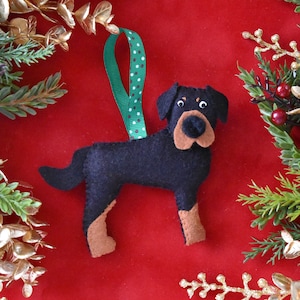 Handmade Felt Rottweiler Ornament // Rottweiler Christmas Ornament // Dog Holiday Decor image 1