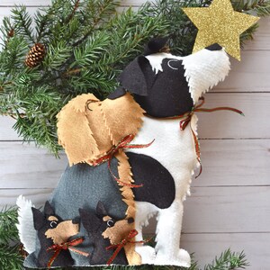 Custom Dog Christmas Tree Topper, Handmade Felt Pet Memorial