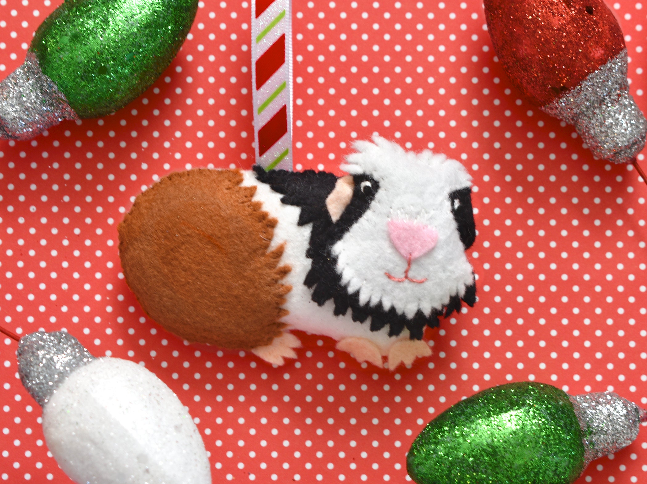 Ornement de Noel Personnalisé Porc Guinée // Porc Décoration Vacances Guinée