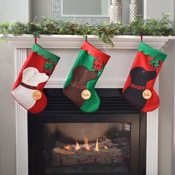 Labrador Retriever Christmas Personalized Stockings // Black Yellow or Chocolate Lab
