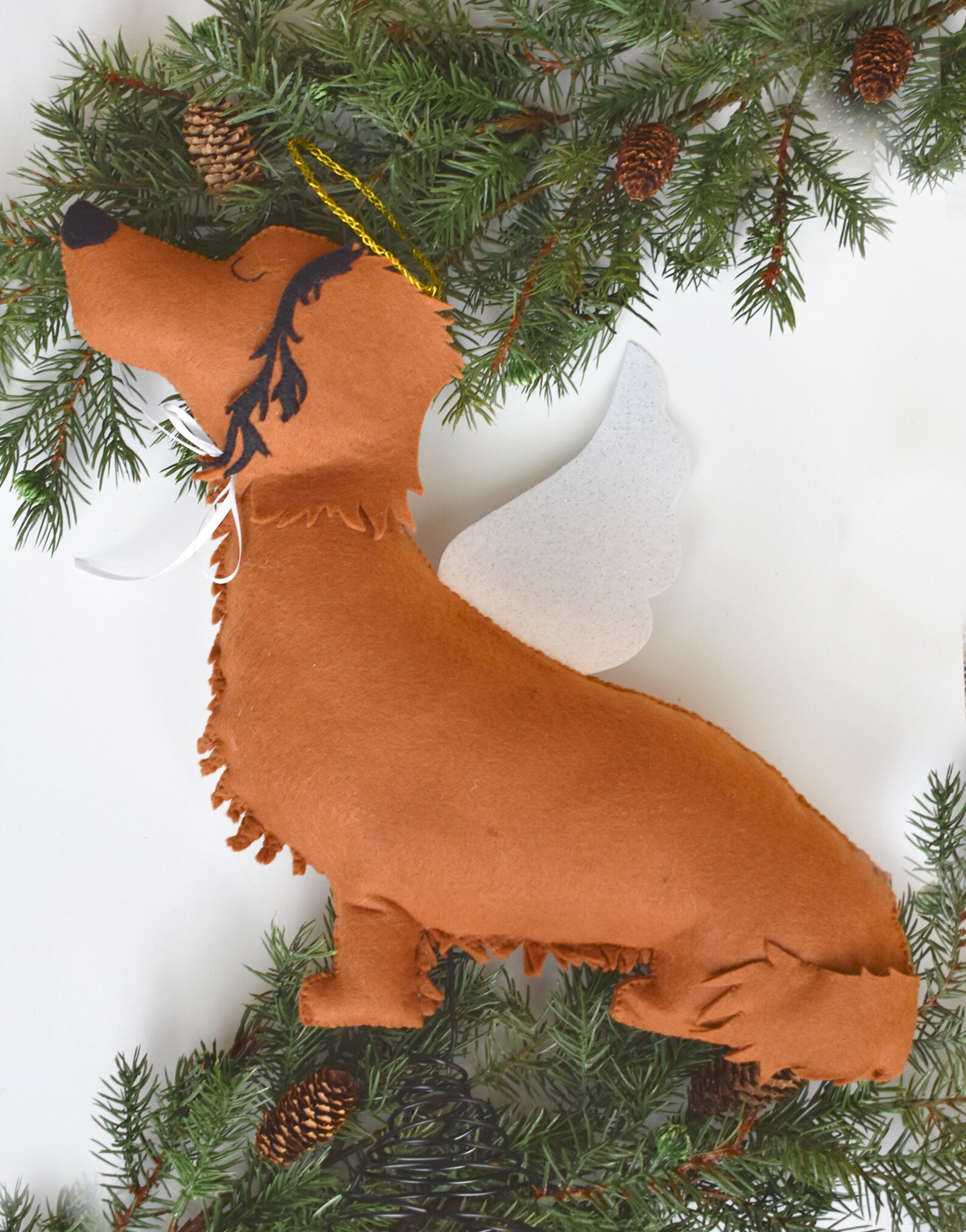 Custom Handmade Felt Dog Christmas Tree Topper Etsy