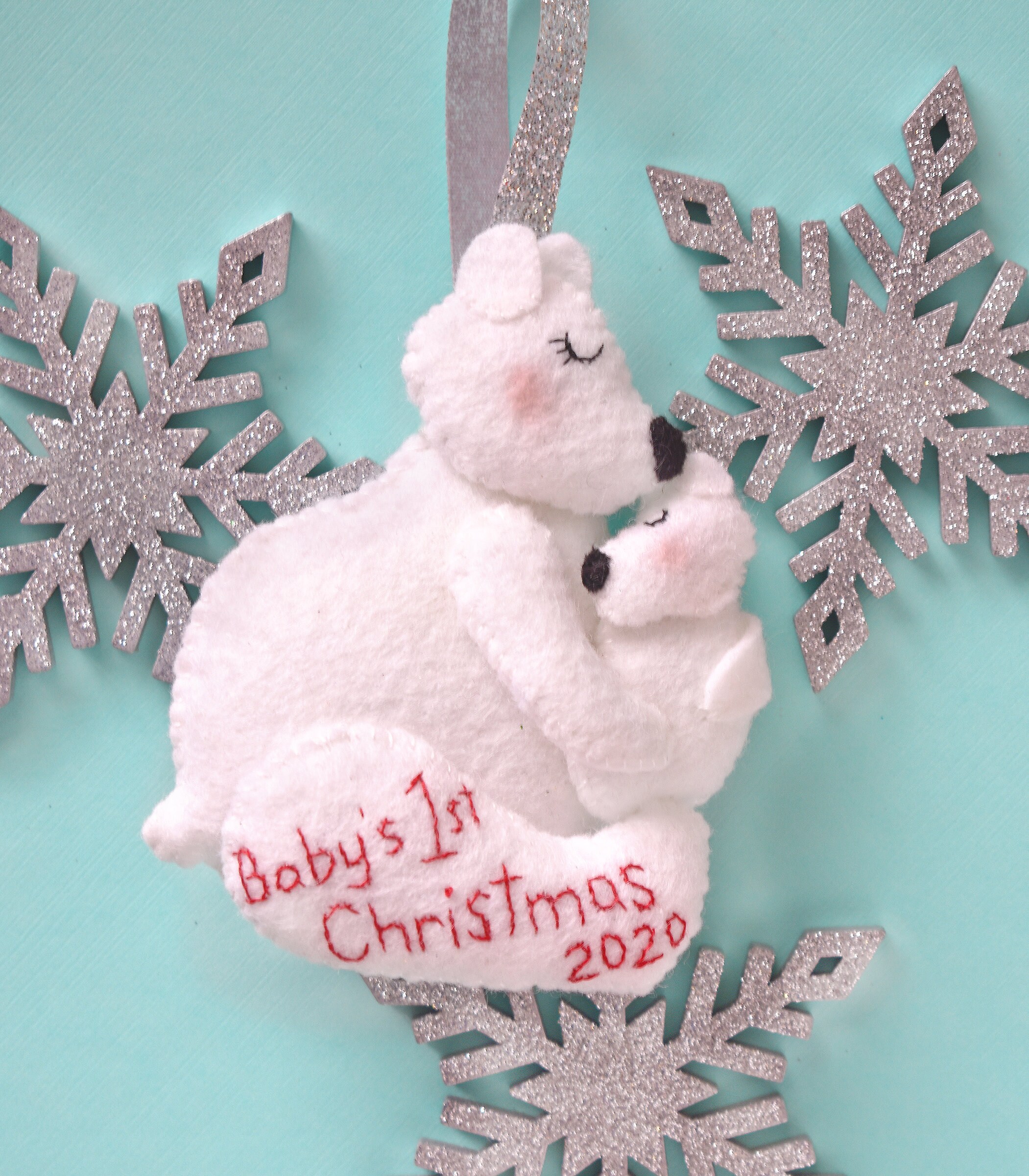 Ornement d'ours Polaire de Noël Bébé // 2020 Bébé 1Er Noël