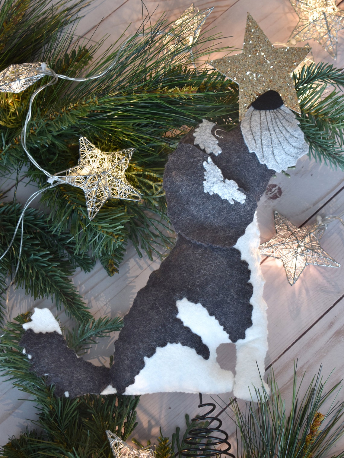 Custom Handmade Felt Dog Christmas Tree Topper Etsy