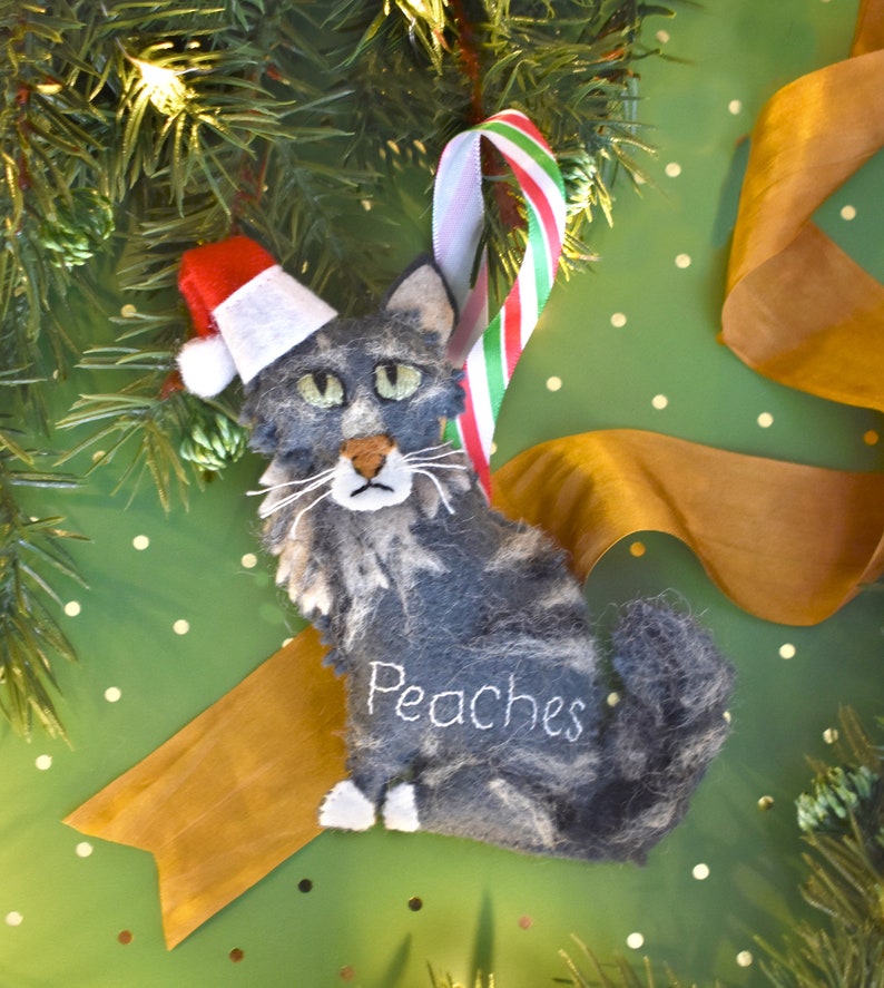 Custom Handmade Felt Cat Ornament // Cat Christmas Ornament // Etsy