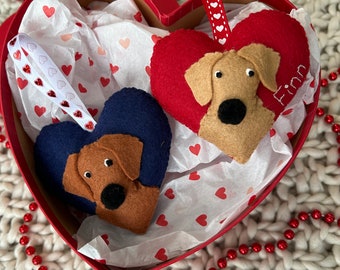 Ornement de la Saint-Valentin Golden Retriever / Amant de chien doré / Cadeau de maman de chien / Cadeau de cœur d’amant de chien / Pet Valentine / Panier d’amour