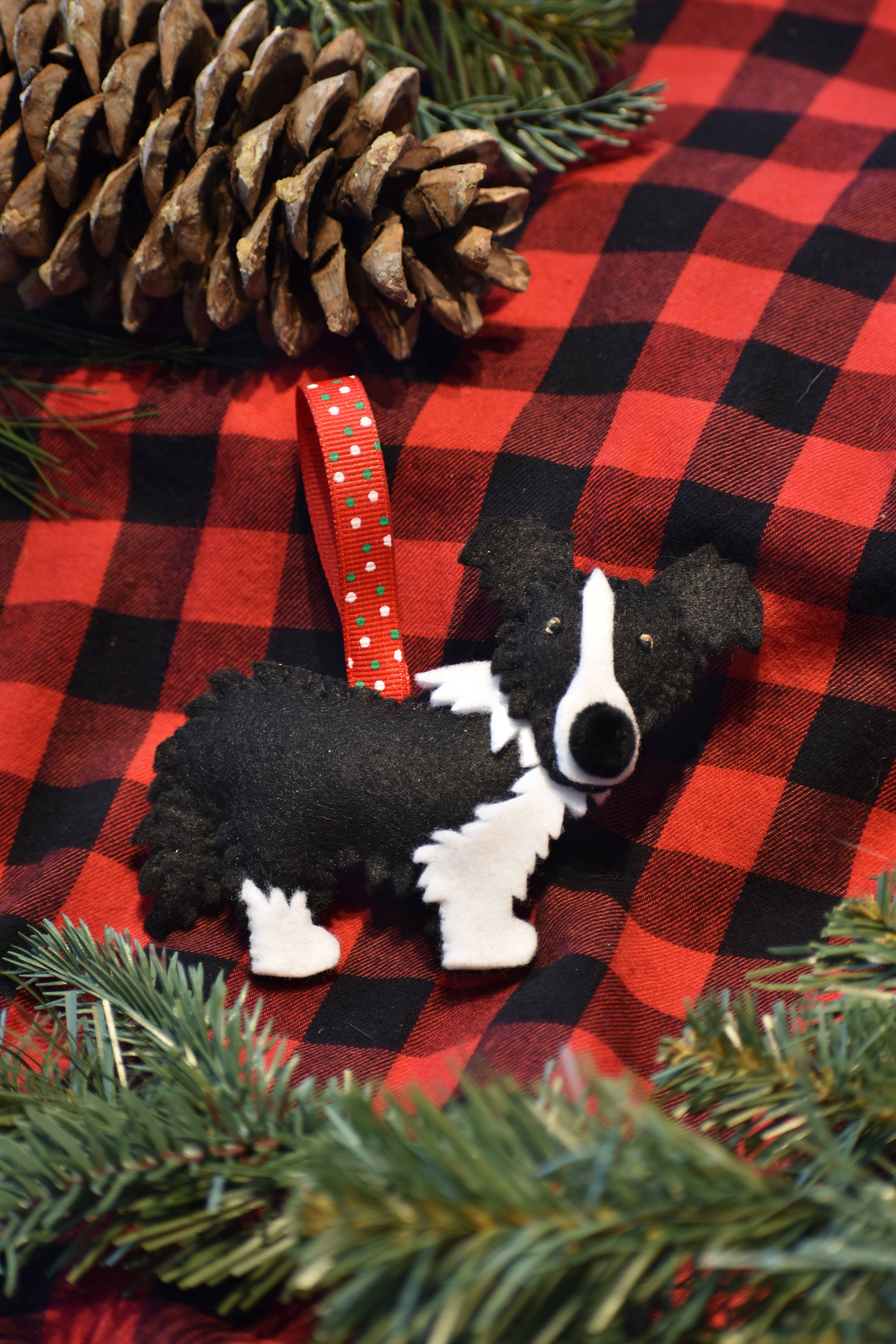 Handmade Felt Border Collie Ornament // Border Collie Etsy