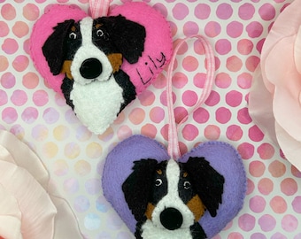Bernese Valentine's Day Ornament / Bernese Mountain Dog Lover / Dog Mom Gift / Dog Lover Heart Present / Pet Valentine / Love Basket