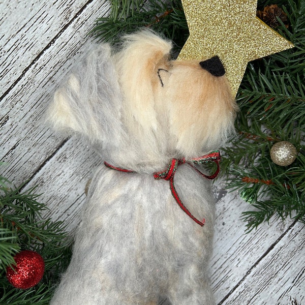 Custom Handmade Felt Dog Christmas Tree Topper // Personalized pet gift // dog mom xmas present // new puppy lover // Pet memorial portrait