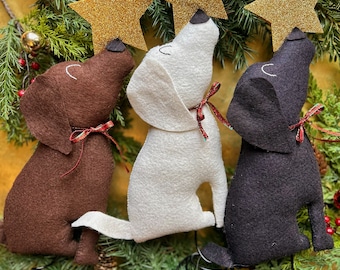 Labrador Christmas Tree Topper // Dog Christmas Decor // Black Yellow or Chocolate Lab // Felt Christmas Tree Topper // New puppy xmas gift
