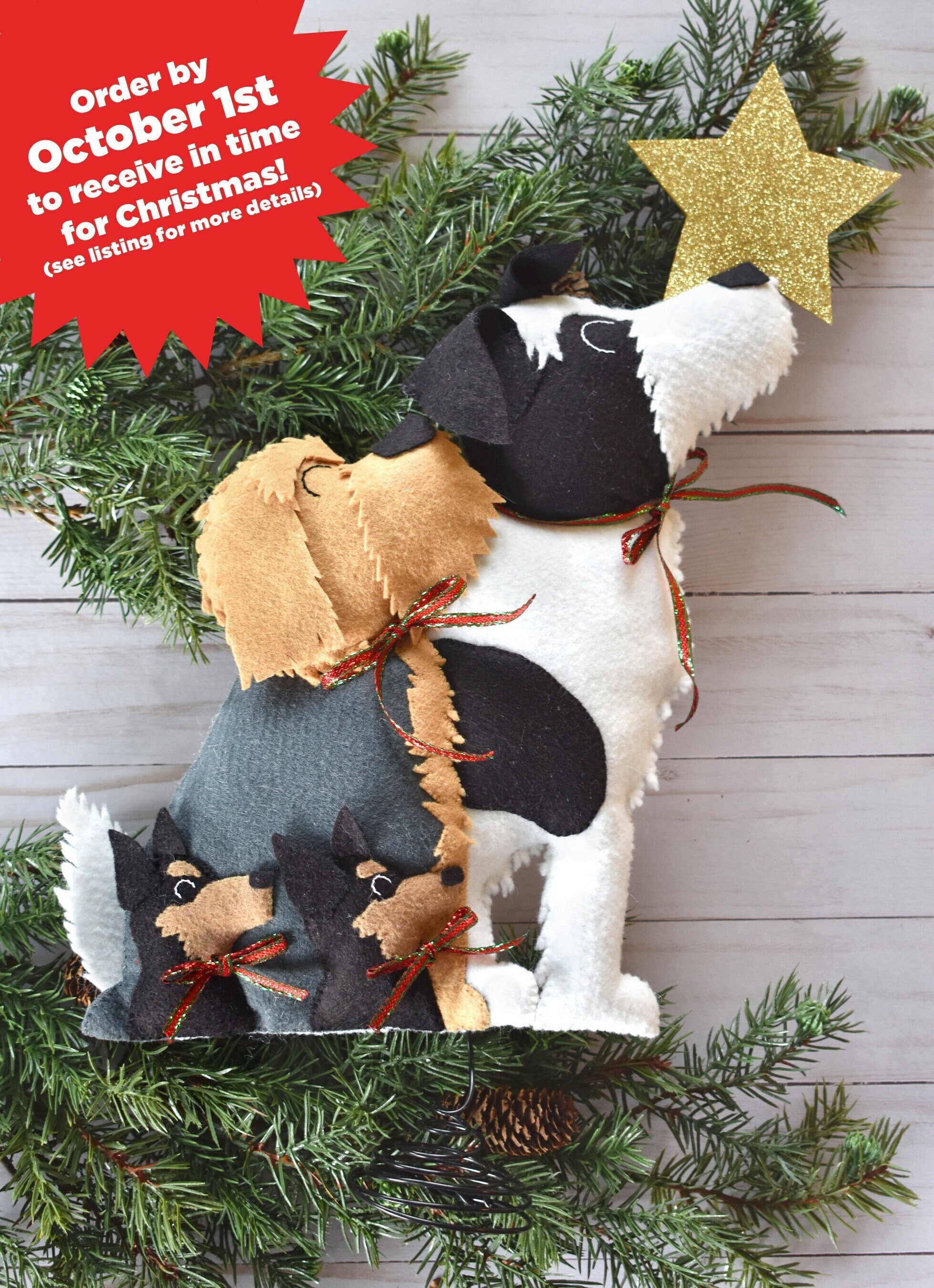 Multiple Dog Tree Topper 2 or 3 // Dog Christmas Tree Etsy
