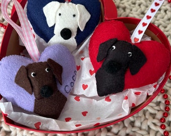 Labrador Retriever Valentine's Day Ornament / Lab Dog Lover / Dog Mom Gift / Dog Lover Heart Present / Pet Valentine Decor / Love Basket Tag
