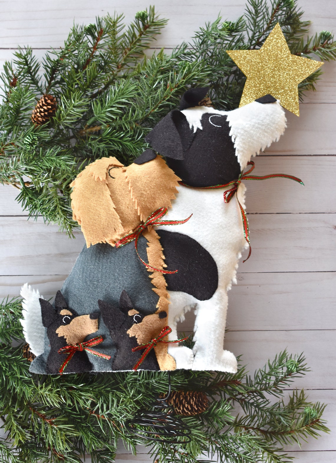 Multiple Dog Tree Topper 2 or 3 // Dog Christmas Tree Etsy