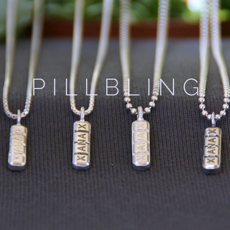 Xanax pendant necklace xanax bar long chain for him Etsy