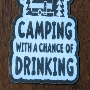 Pegatina de camping con pronóstico de fin de semana, pegatina permanente, pegatina para portátil, pegatina para agenda, pegatina para álbum de recortes, pegatina para bebidas, imán, regalo para autocaravana