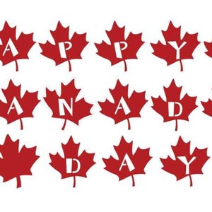 Happy Canada Day Banner, Party Decoration Kit, Maple Leaf Banner, Instant Download