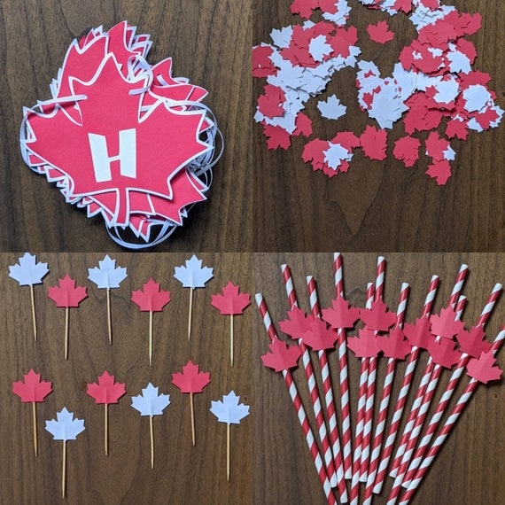 Happy Canada Day Party Decoration Kit Maple Leaf Banner Etsy