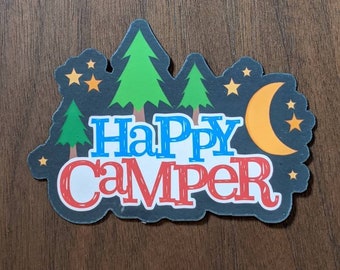 Camping Sticker, Happy Camper Sticker, Permanent Sticker, RV Gift, Outdoor Gift, Outdoor Sticker, Laptop Sticker, Planner Sticker, Magnet