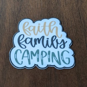 Sticker camping famille Faith, Sticker permanent, Sticker pour ordinateur portable, Sticker agenda, cadeau camping-car, Sticker foi, Sticker camping, aimant