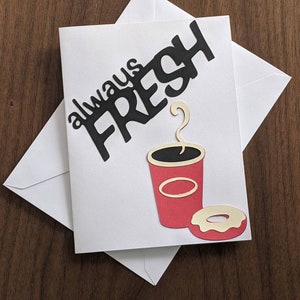 Carte de voeux vierge café et beignet,