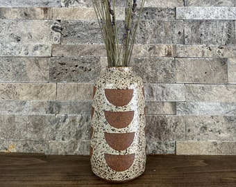 Speckled White Half Moon Vase, Table Vase, Boho Vase, Pottery Vase, Stoneware Vase, Patterned Vase, Eclectic Vase, Unique vase, Home Decor