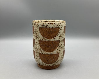 Handmade Ceramic Speckled White Half-moon Cup