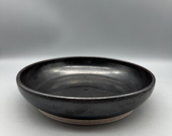 Handmade Matte Black Ceramic Plate – Minimalist Stoneware Dish