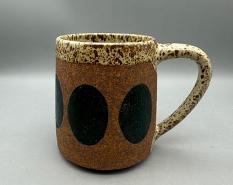 Speckled White Mug with Green Oval Design