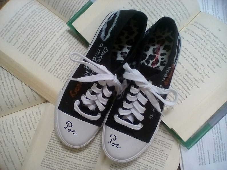 Literary Shoes Edgar Allan Poe Sneakers Etsy