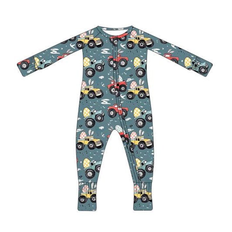 Easter Monster Trucks Bamboo Pajamas image 2
