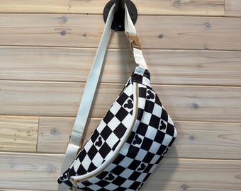 Black Checker Belt Bag