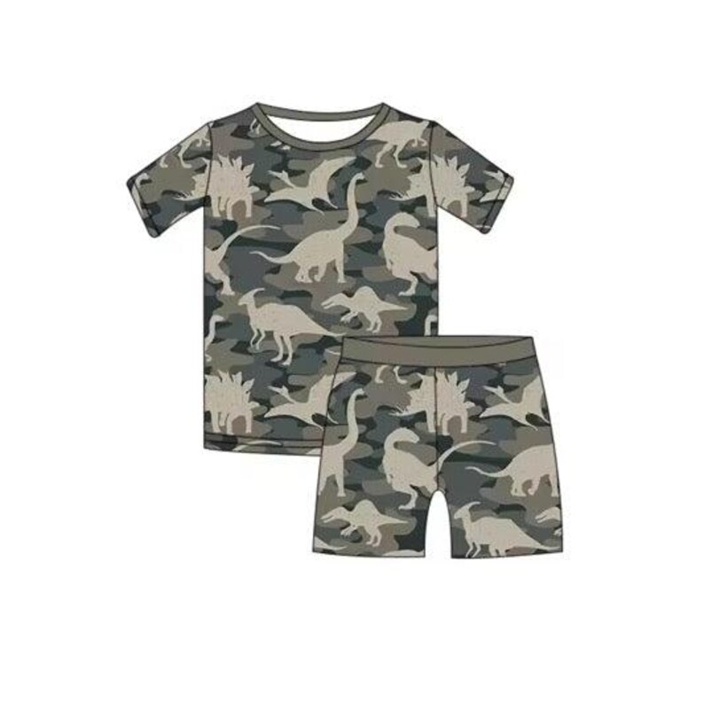 Camo Dinosaur Shorts Bamboo Pajamas image 2