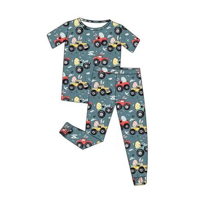 Easter Monster Trucks Bamboo Pajamas image 1