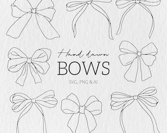 Ribbon Bow SVG Bundle, Ribbon SVG, Bow svg png, Hair bow svg, Bow Tie SVG, Hand Drawn Bow Clip Art, Bow Illustrations, Coquette Bows Svg Png