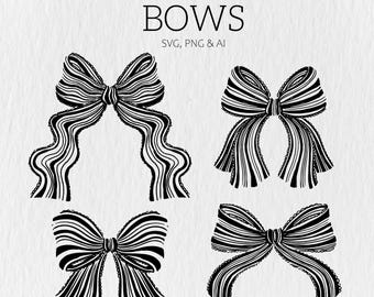 Ribbon Bow SVG Bundle, Ribbon SVG, Bow svg png, Hair bow svg, Bow Tie SVG, Hand Drawn Bow Clip Art, Bow Illustrations, Coquette Bows Svg Png