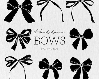 Ribbon Bow SVG Bundle, Ribbon SVG, Bow svg png, Hair bow svg, Bow Tie SVG, Hand Drawn Bow Clip Art, Bow Illustrations, Coquette Bows Svg Png